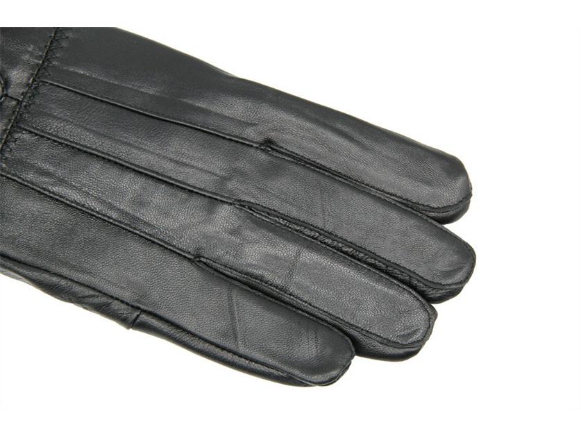 Men's Spliced Genuine Leather Fleece-Lined Cold-Proof Driving Gloves