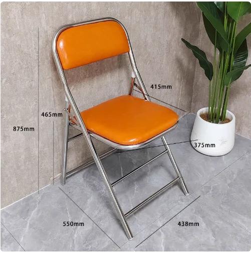 For 304 Stainless Steel Dining Chair Outdoor Heavy-Duty Folding Chair Industrial Backrest Seat Cafe Style Modern Furniture for H
