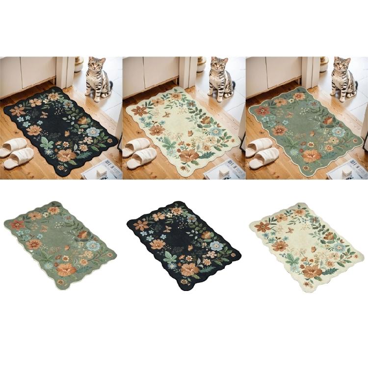 Functional Indoor Rugs 60x90cm, Light with Florals Floor Mats Machine Washable for Easy Maintenance