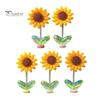Non Residual Adhesive Ornaments 5Pcs Wobble Sunflower Car Dashboard Decor, Resin Spring Flower Ornament Interior Decoration Flowers with Slip
