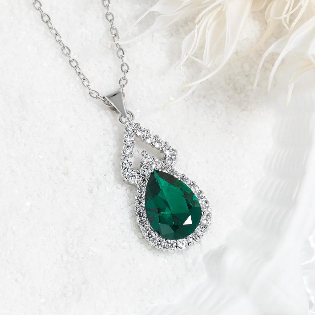 Luxury Double Layer Water Drop Pendant Necklace for Women - Multi-color, Full Diamond, European and American Design