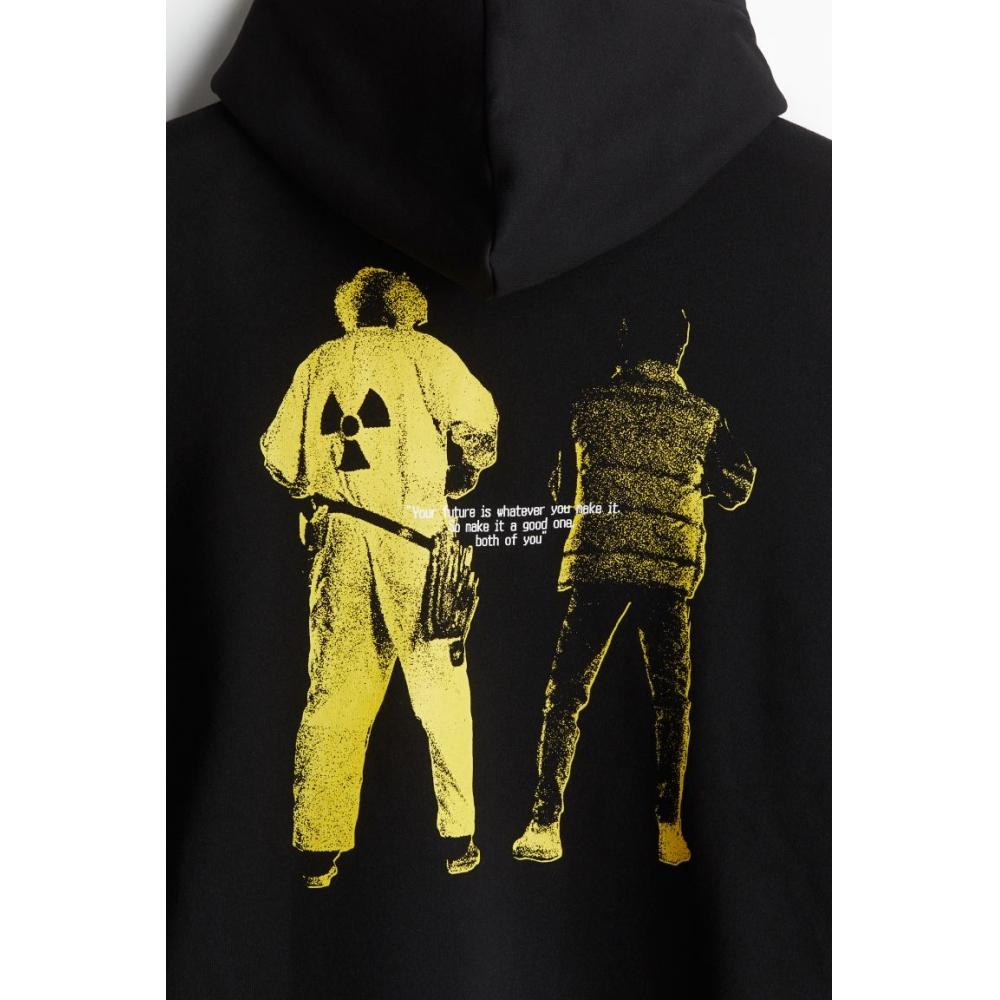 H M Regular Fit Hoodie Black Back To tHe Future