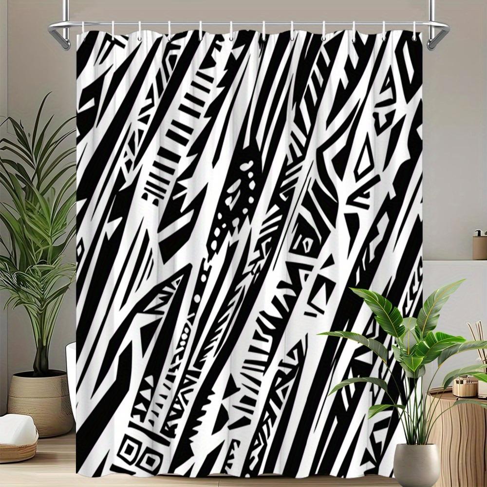 

Modern Black And White Geometry Shower Curtain Washable Dirt-Resistant Shower Head Waterproof Polyester Bath Curtain W60H190(CM)-1 Pcs