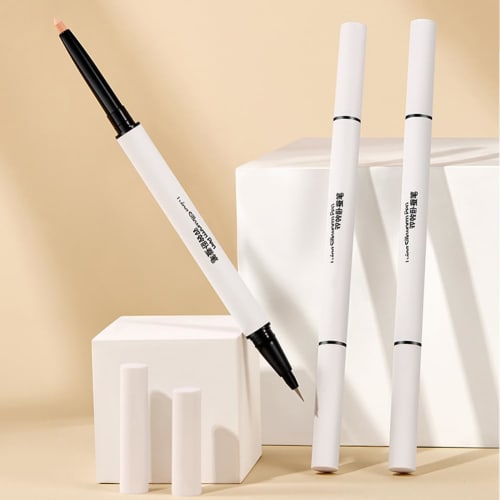 GECOMO Double Core Eyeliner Tear Bag Liner Waterproof Pencil Eyeliner [Pencil & Liquid 2in1] Popular Cosmetics High Adhesion Double Line Expert Greige