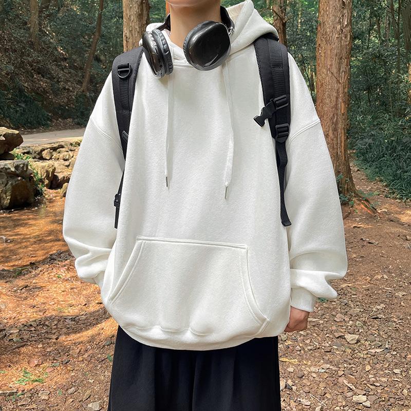 Hoodie Male Spring Autumn Loose Chinese Cotton Hoodie Pullover Coat Male Hong Kong Style Student Long Sleeve with Top Male