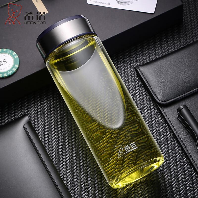 HEENOOR Single-Layer Thickened Glass Tea Water Cup with Lid