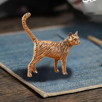 Brass Persian Cat Miniature Creative Kitten Ornament Collectable Compact Mini Long-tailed
