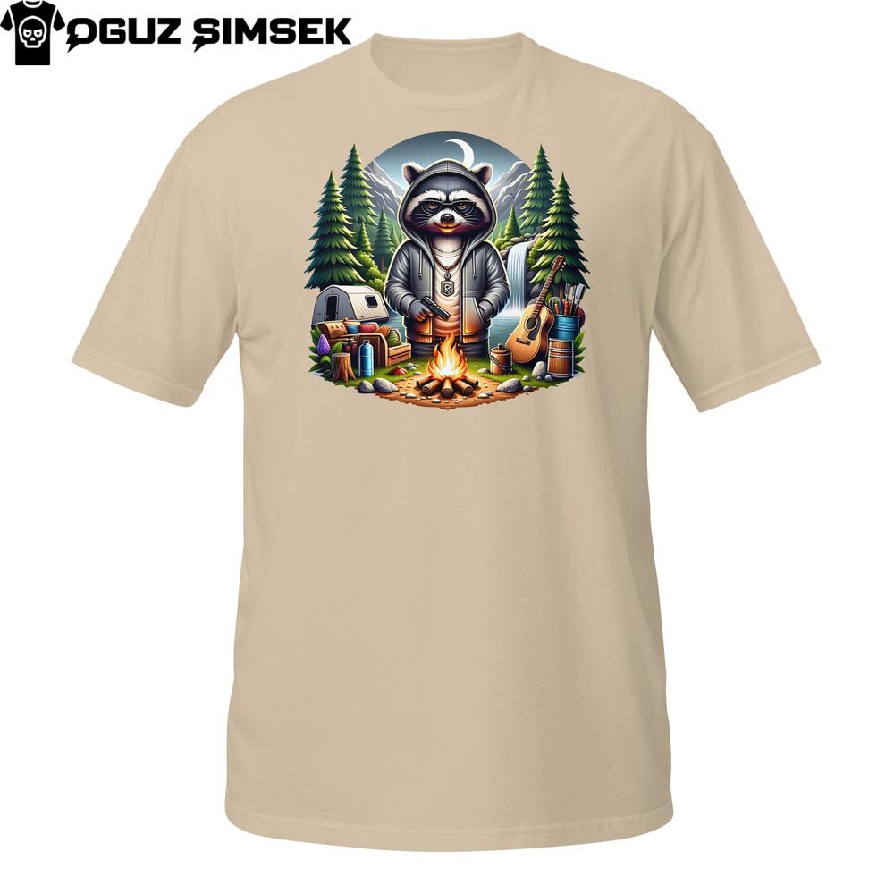 

Raccoon Camping T-Shirt | Gangster Animal by Campfire | Moonlight Forest Tee 3XL