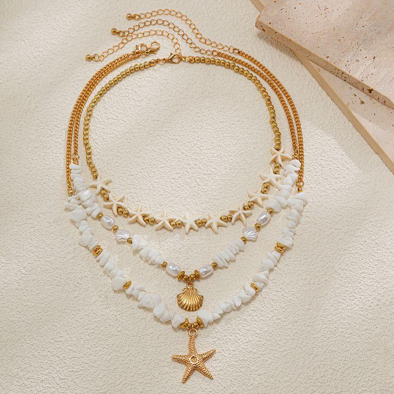 Fashion Trendy Jewelry Fashion Stylish Niche Design Retro Baroque Shell Starfish Necklace Clavicle Chain