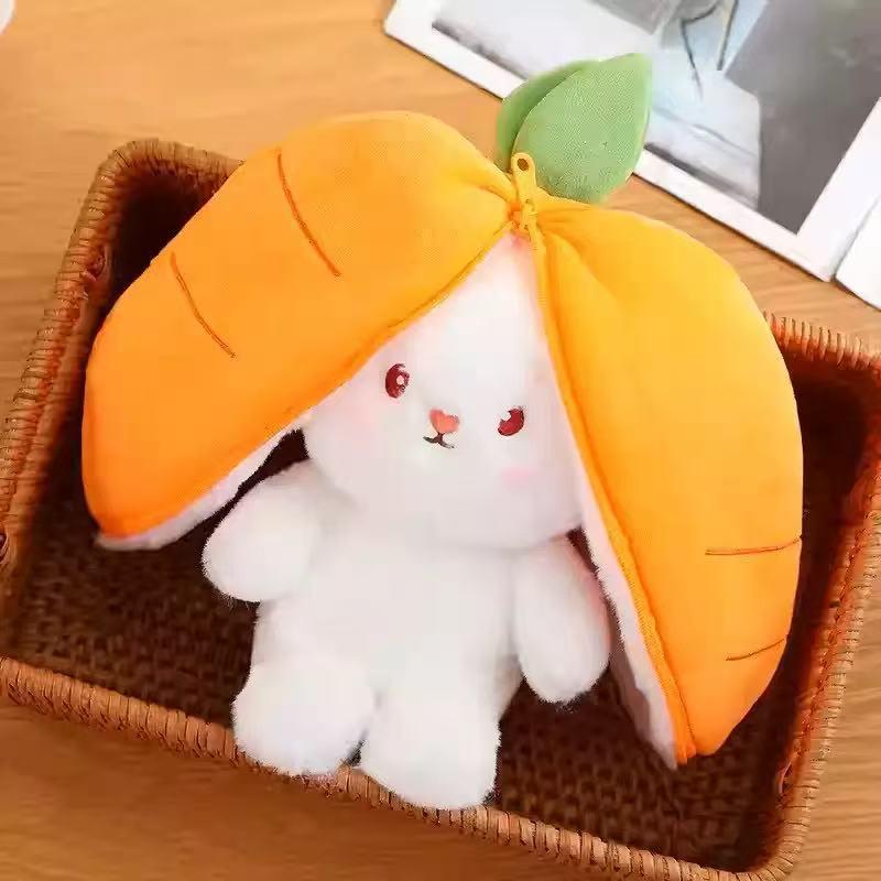 Strawberry Rabbit Plush: Adorable Carrot Bunny Doll & Girls' Sleeping Pillow