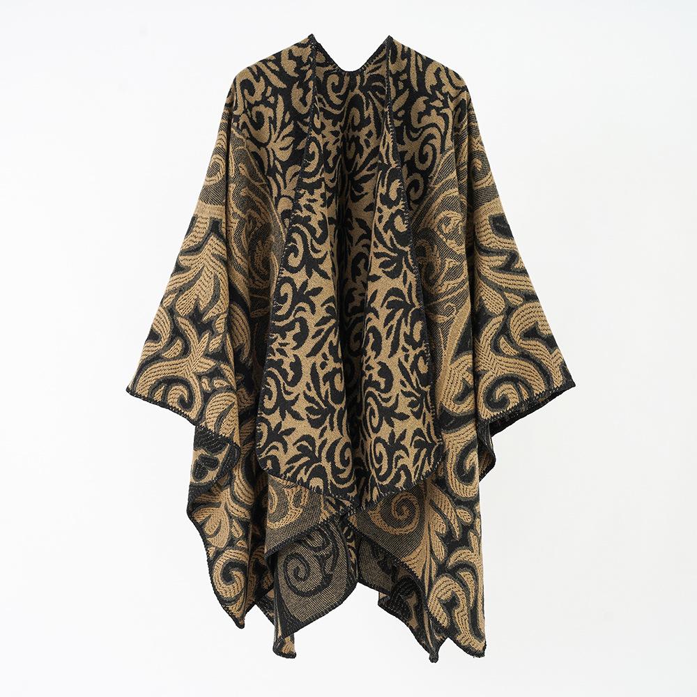 Fashion Floral Ponchos For Women Winter Warm Thick Oversized Shawls And Wraps Cashmere Pashmina Female Bufanda Mujer  Luxury