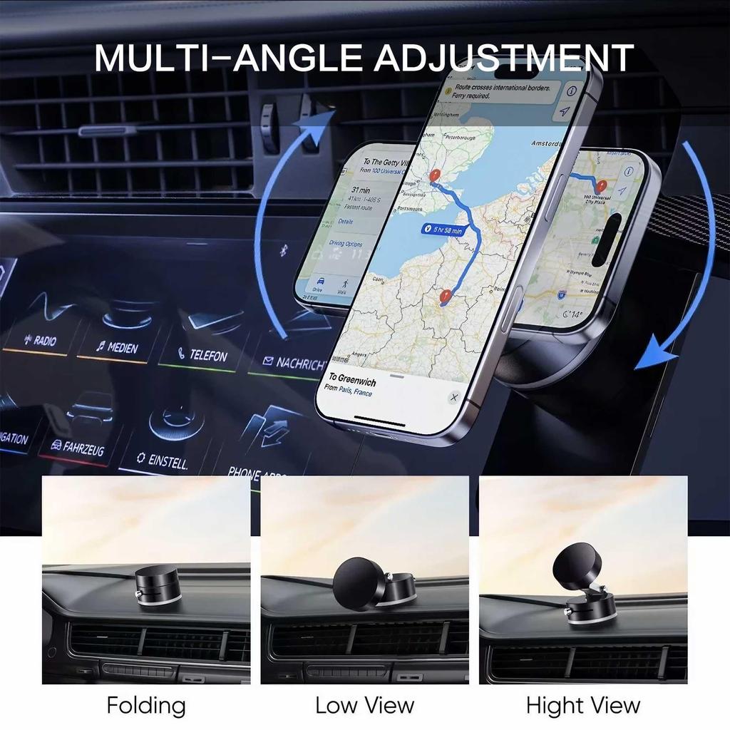Magnetic Phone Holder Foldable Vacuum Suction Cup Mount Bracket for Smooth Surfaces Compatible with MagSafe