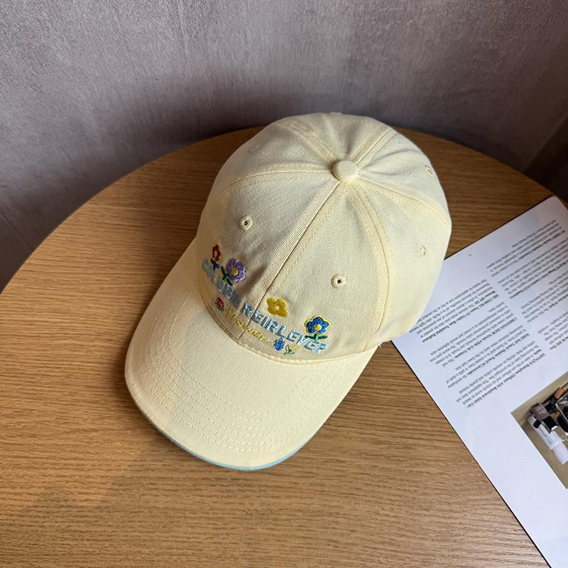 Cotton Embroidered Baseball Cap For Women Summer Sun Protection Wide Brim Adjustable