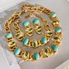 Vintage Pearl Chain Jewelry Set Women - Rhinestone Embellished Necklace Earrings Bracelet Boho Chic Retro Accessory