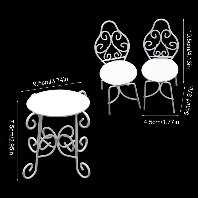 Practical Small Sturdy Metal Outdoor Furniture Set for Dollhouses Table and Chairs Garden Supplies Home Decorations