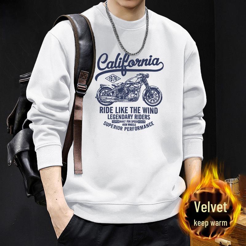 Men's Heavyweight American Style Round Neck Long Sleeve Loose Hoodie for Spring and Autumn