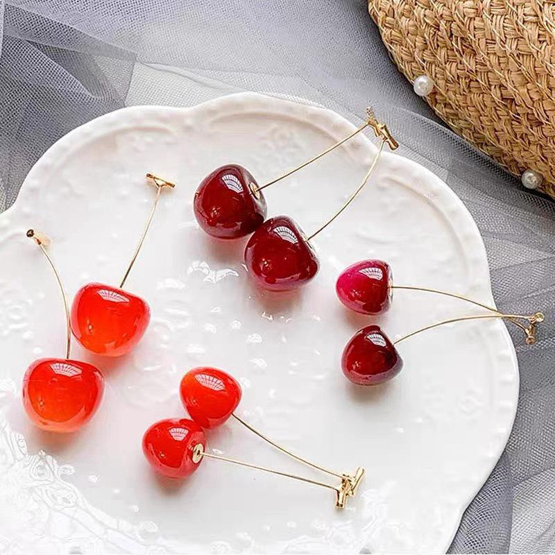 925 Sterling Silver Cherry Long Fashion Earrings - High-End, Versatile & Individual Design