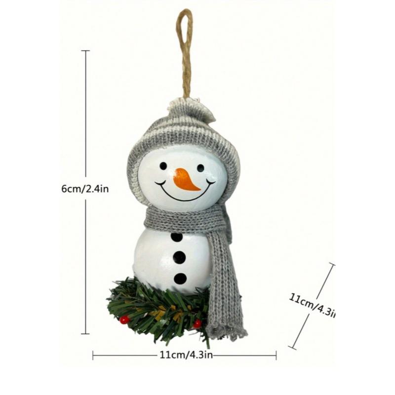 1Pc Christmas Wooden Bead Snowman Doll, Home Wall Hanging Ornament, Christmas Tree Wooden Pendant