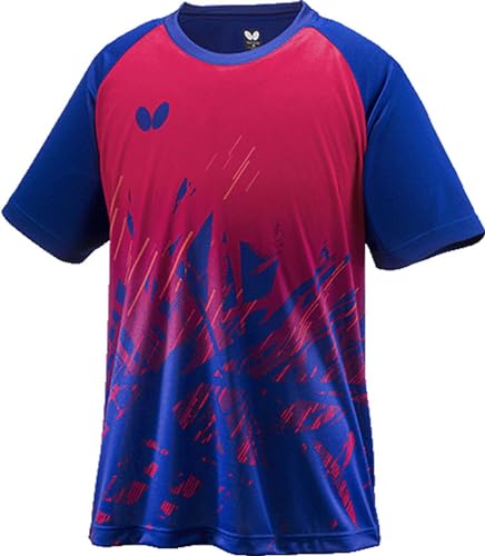 Butterfly Table Tennis Short Sleeve T-Shirt, Xterra, Unisex, Navy/Rose (412), Size O, 46430