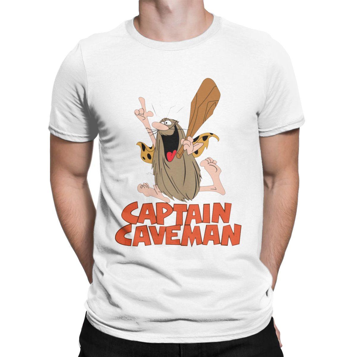 

Captain Caveman Cavey T Shirt Men Cotton Humorous T-Shirts Round Collar 1980s Cartoon Tee Shirt Short Sleeve Clothes Printed L