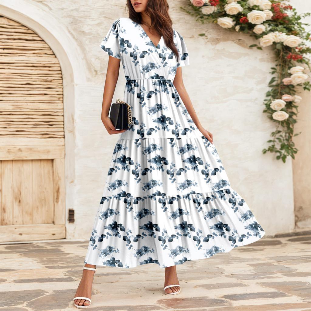 Women's Flowy Dresses Women's Summer Dresses Casual Short Sleeve Maxi Dresses Formal Maxi Dresses