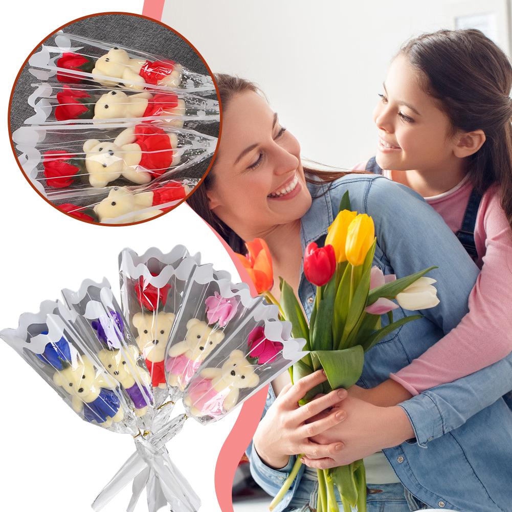Romantische Künstliche Seifenrosen Geschenk Blumenstrauß Lieblicher Teddy Weihnachts Bär Geburtstag Tag Wi K6C1