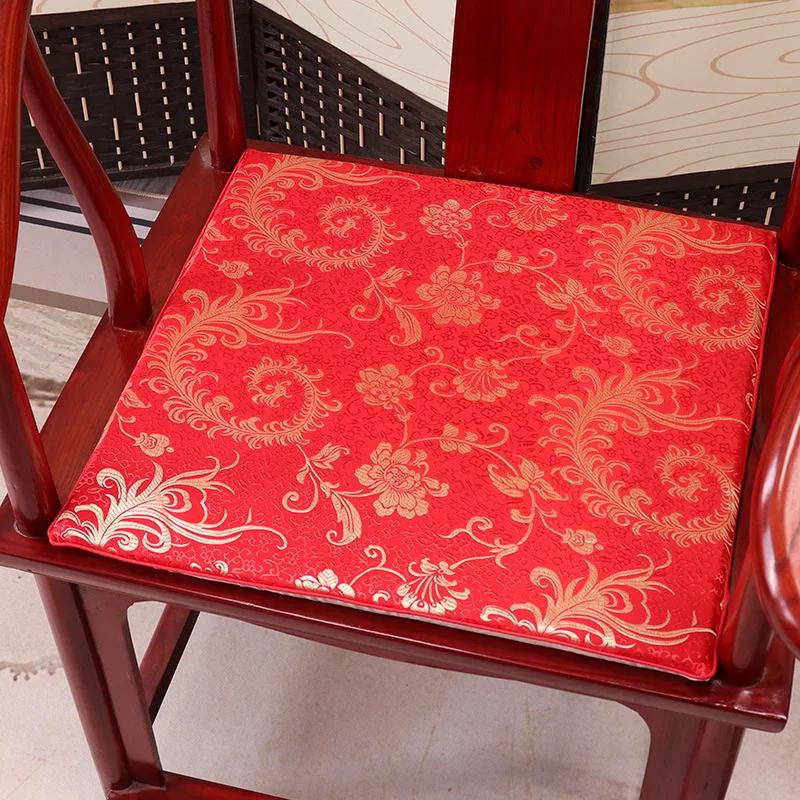 Square Chinese Style Mahogany Sofa Cushion Removable Washable Non-slip Single Seat Cushion Home Chair Pad Soft No Ball No Fading
