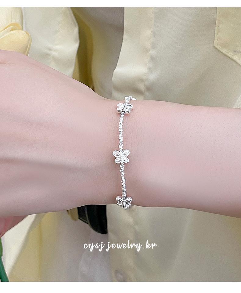 Cui Yan S925 Sterling Silver Korean Butterfly Bead Bracelet for Women - 2025 New Spring/Summer Collection.