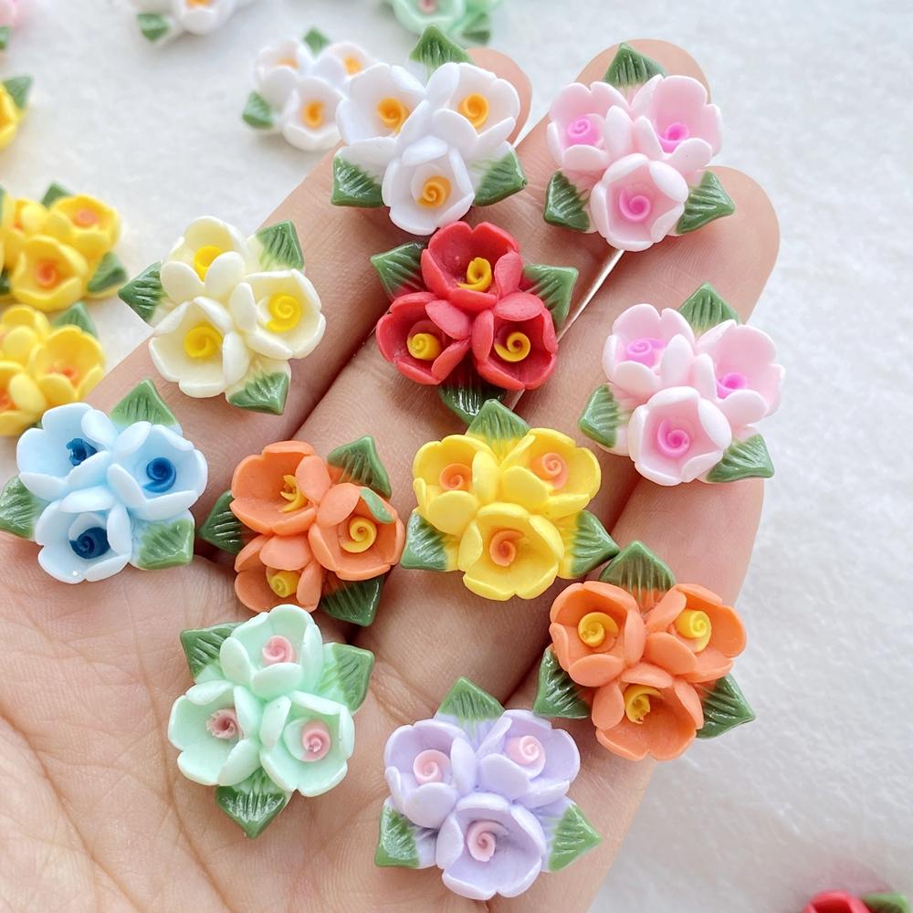10PCS Vibrant Resin Three Roses For Scrapbooking, Wedding Decor & DIY Jewelry Making Accessories
