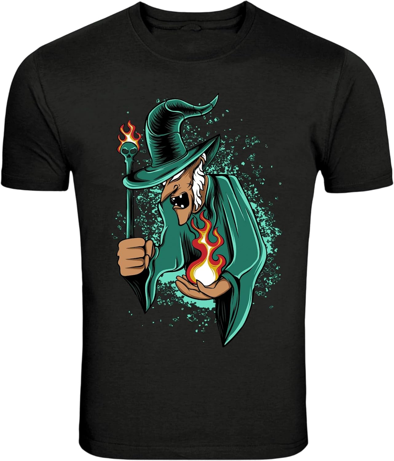 Dark Wizard with Fire Magic Graphic T-Shirt S разноцветный