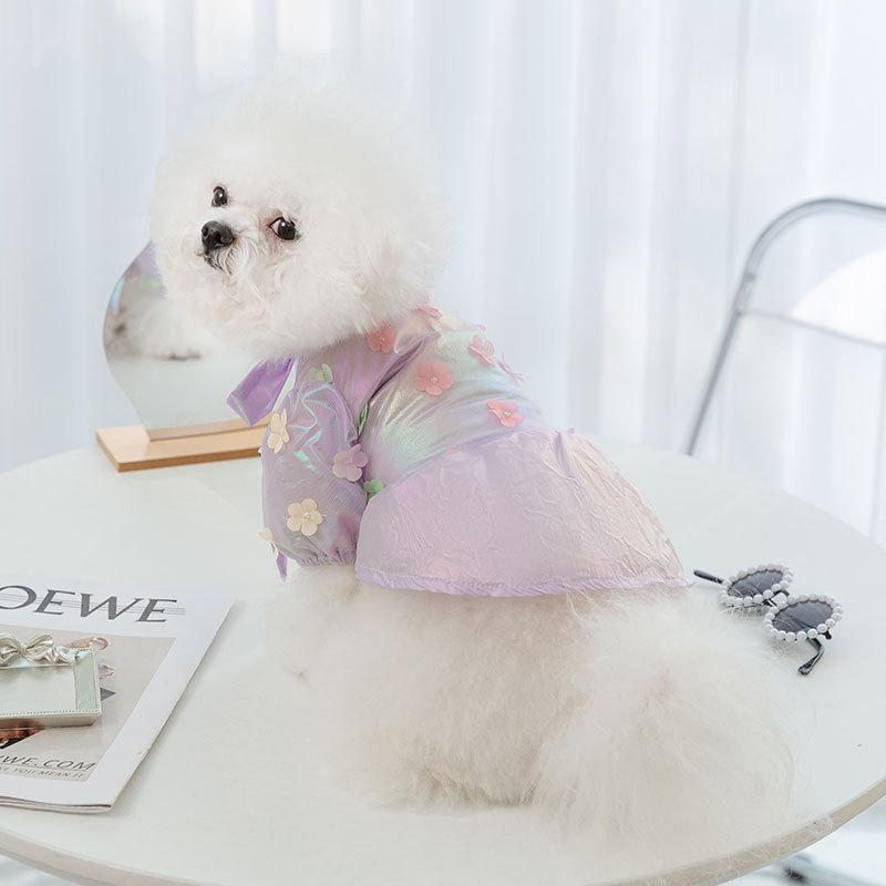 23 years of new laser technology dog dress spring and summer thin medium and small dog Pomeranian small dog clothes