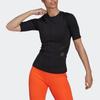 Adidas Solid Color Round Neck Sports Short Sleeve T-Shirt Women Tops Black HG6871