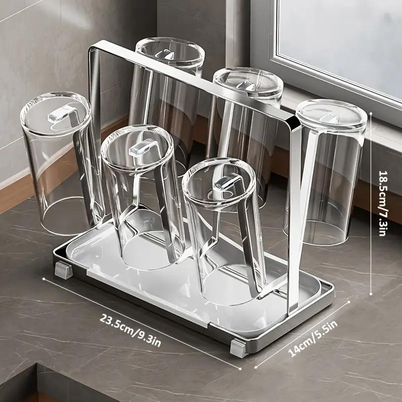 

Heavy-Duty Stainless Steel Cup Holder Organizer with Drainage, Countertop Rack for Cups Glasses Bottles, Easy-Clean Durable Use XL