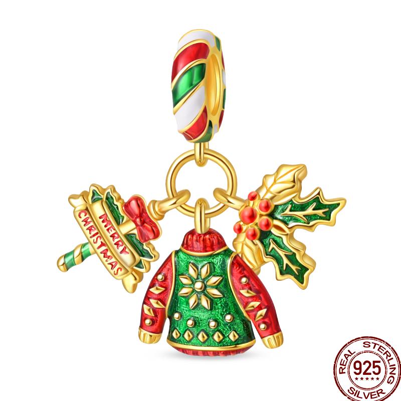 Copper Copper Snowman Gingerbread Santa Claus Ornaments Beads Suitable For 3Mm Original Bracelet Diy Jewelry