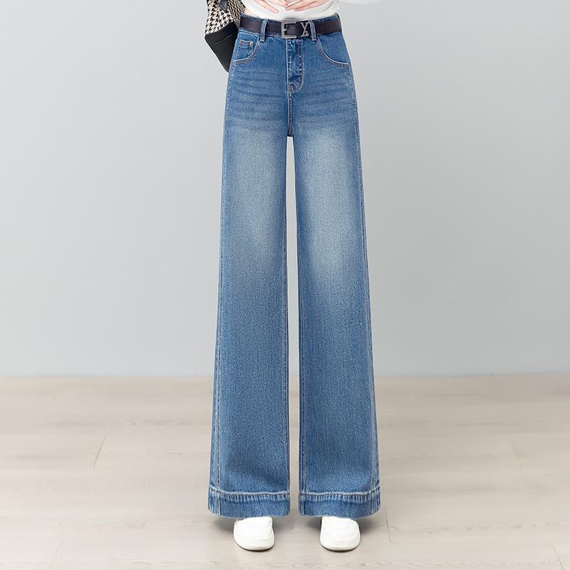 

Синие джинсы с высокой талией, стройнящие фигуру, с модными деталями из саржи 29 синий