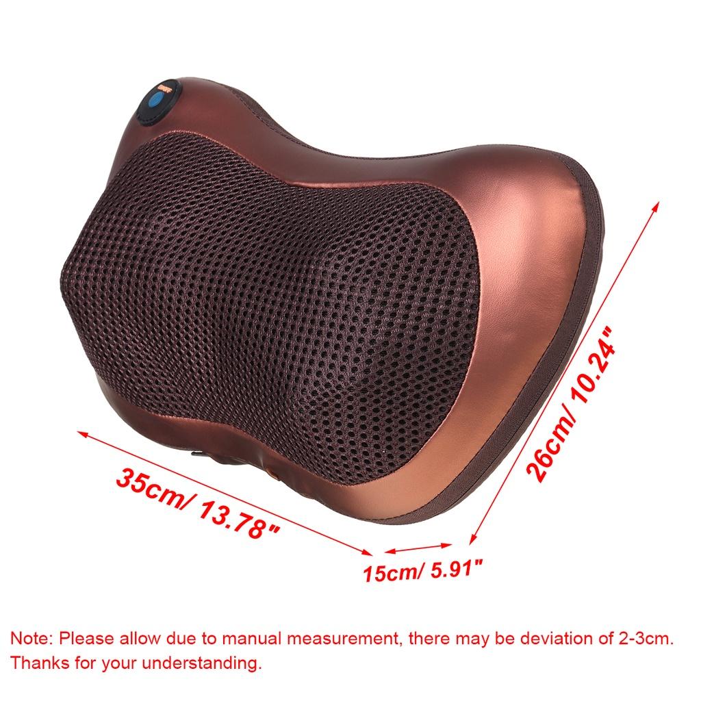 DC 12V Electric Massage Pillow Electric Shoulder Back Heating Kneading Infrared Therapy Pillow Shiatsu