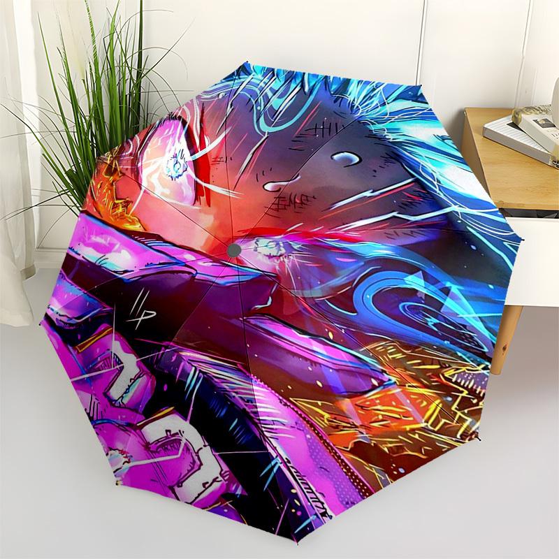 

1pc Outdoor Umbrella with Anime Character Design - Automatic Opening/Closing, Portable 3-Fold Design, 8-Rib Iron Frame - Perfect Gift for Fans, T