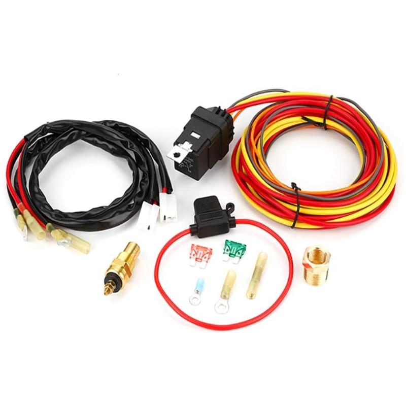 

Car Double Electric Fan Radiator Wire Harness Engine Switch Thermostat 40A 12V 1