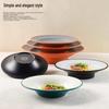 Melamine Straw Hat High-Footed Deep Plate for Pasta, Cold Dishes, and Mixed Noodles - Restaurant Tableware