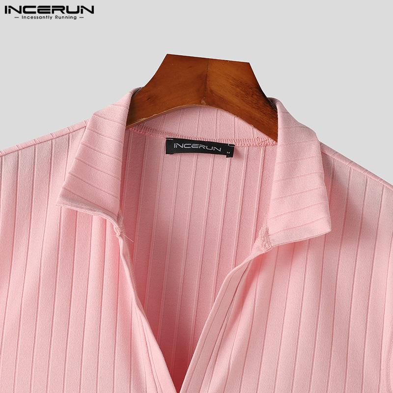 INCERUN Men Lapel Buttons Sleeveless Texture Vest Casual Slim Tank Tops