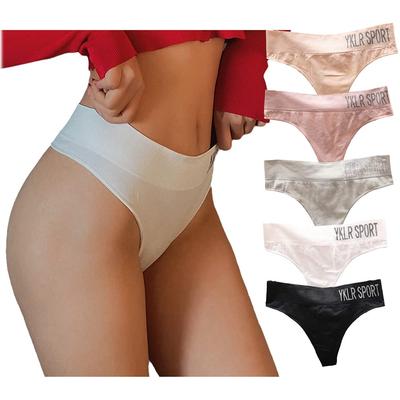 BEKYNI Bezszwowe Bikini Jednolite Seksowne Majtki z Nadrukiem Transferowym Zestaw 5 Damskie Majtki typu T-back, Kolor, Podstawowy, Metki, (L)