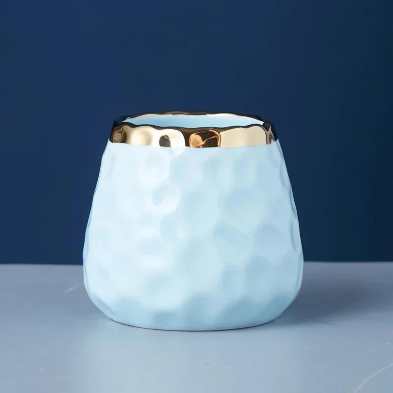 Creative Ceramic Storage Jar Concave Stria Gold Edge Malleolar Stria Dried Fruit Nut Bean Raisin Storage Jar Golden Tableware