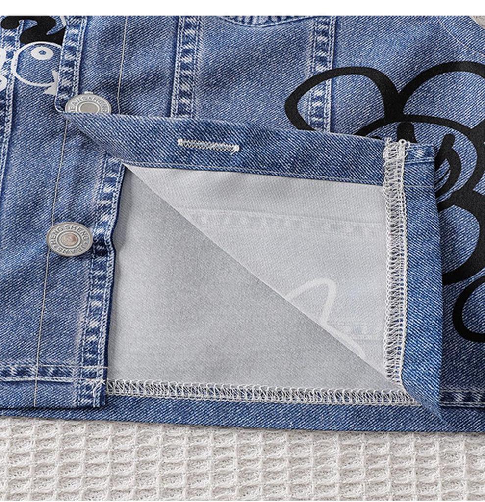 Girls' Spring/Autumn Denim Vest & Straight-Leg Pants Set