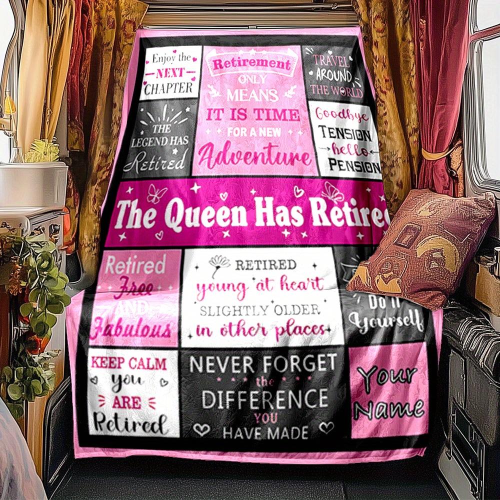 Retirement Queen Blanket Personalized Name Soft Comfortable Stylish Blanket Car Blanket Perfect For Travel Camping Outdoor Home Suitable For All
