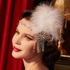 Vintage Cosplay Dress Headwear Crystal 1920s Hair Accessories Feather Headband  Stage Performance