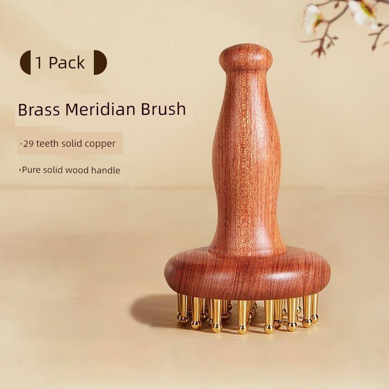 

Pear Wood Brass Strip Pulse Meridian Brush Massage the Belly Handy Gadget Massage Abdomen Universal for Entire Body Beauty Salon Essential Oil Brush [Handle Type] K Brass Meridian Brush*1