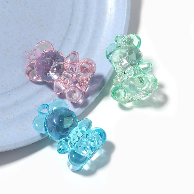10Pcs/lot Acrylic Bear Charms For Jewelry Making Transparent Cute Animal Beads Diy Pendants Necklace Accessories