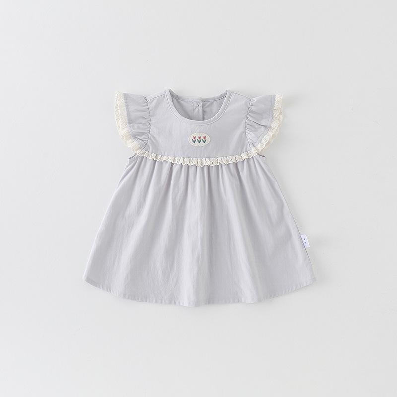 Embroidered Cotton Princess Dress - Infant Sleeveless Summer Outfit for Girls 90 cm