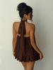 European-American Holiday Slimming Sexy Backless Halter Lace-up Waist-Cinch Versatile Dress
