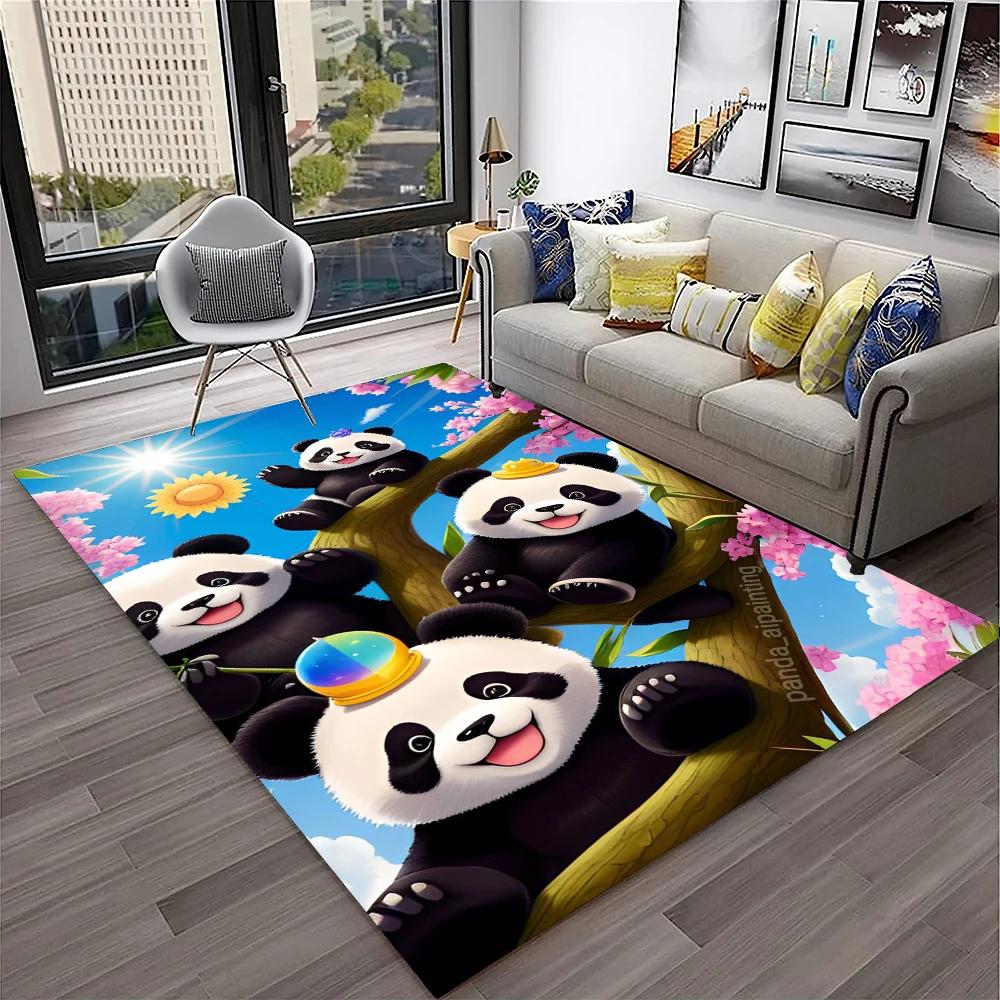 3D Cartoon Cute Panda Animal Child Play Carpet Rug for Home Living Room Bedroom Sofa Doormat Decor,Area Rug Non-slip Floor Mat